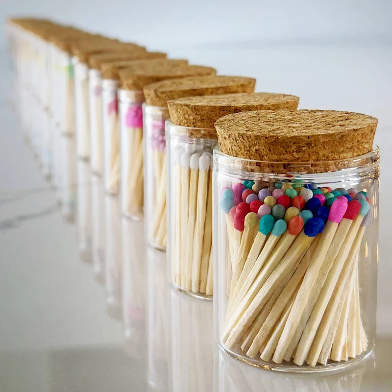 2" Matches in Cork Top Jar - Various Colors