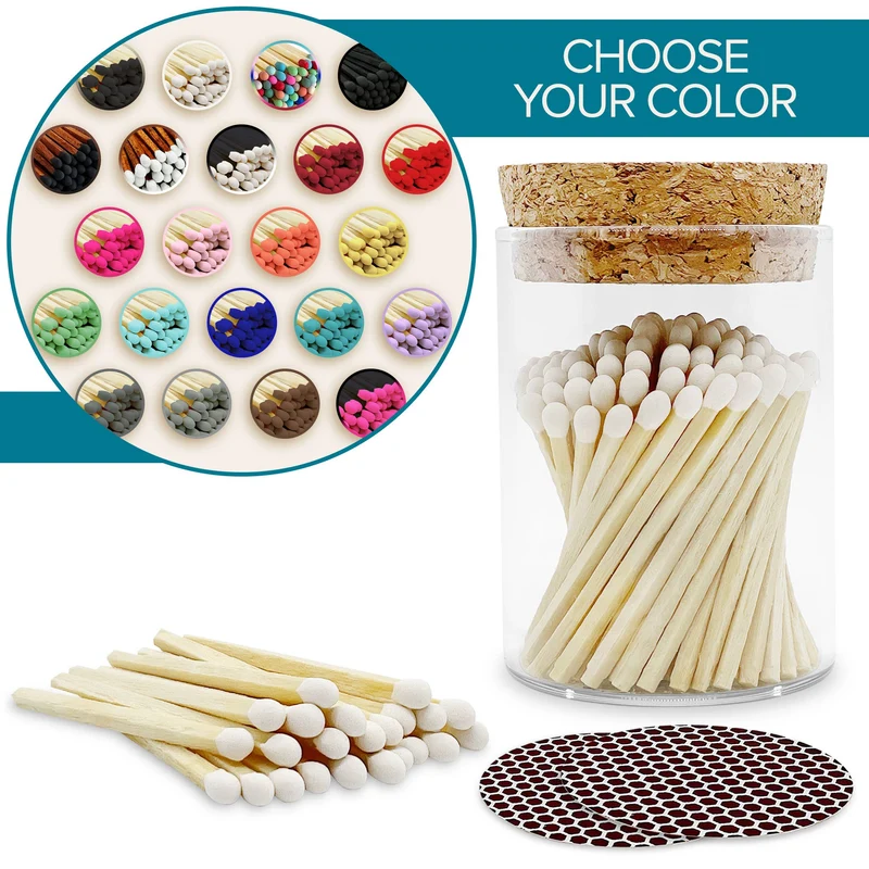 2" Matches in Cork Top Jar - Various Colors