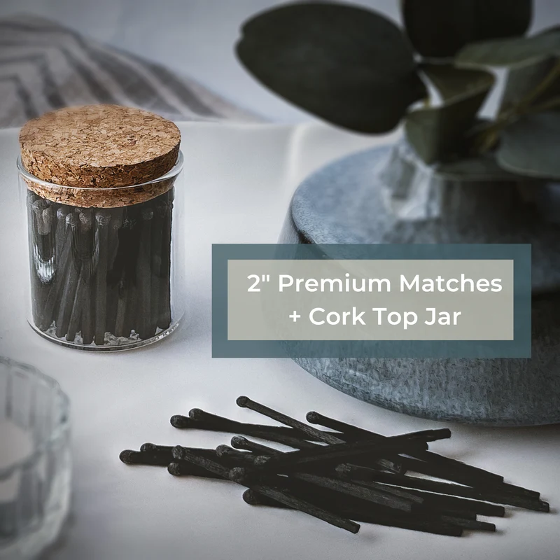 2" Matches in Cork Top Jar - Various Colors