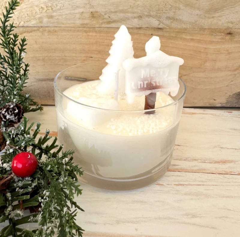 Bougie Verrine « Tombe la Neige » 180g – Savonnerie de Bormes | Cire Végétale