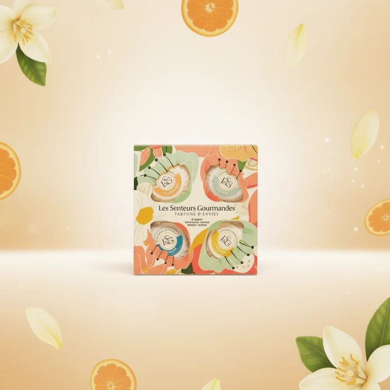 Coffret 4 Savons Parfumés – Vanille, Monoï, Néroli & Agrumes – 97% Naturel – 4x70g – LES SENTEURS GOURMANDES