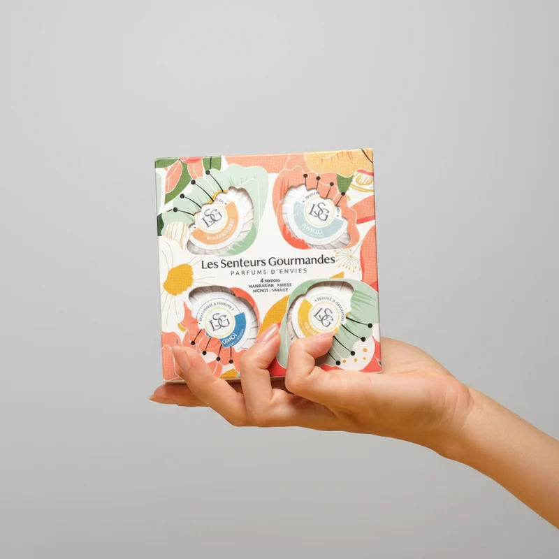 Coffret 4 Savons Parfumés – Vanille, Monoï, Néroli & Agrumes – 97% Naturel – 4x70g – LES SENTEURS GOURMANDES