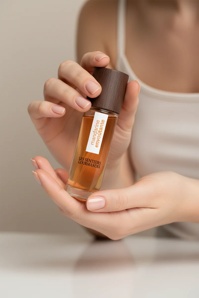 Eau de Parfum MANDARINE ENVOÛTANTE – Mandarine, Basilic & Bois Sec – 90% Naturel – 15ml – LES SENTEURS GOURMANDES