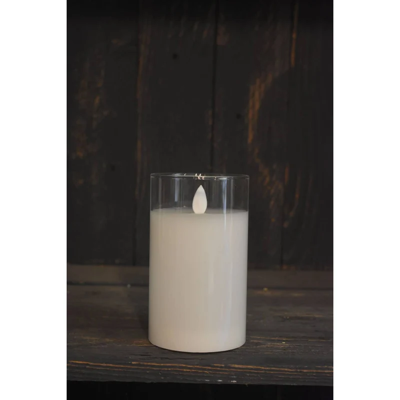 Clear Glass Cylinder Moving Flame Led Candle ~ 3"x4"