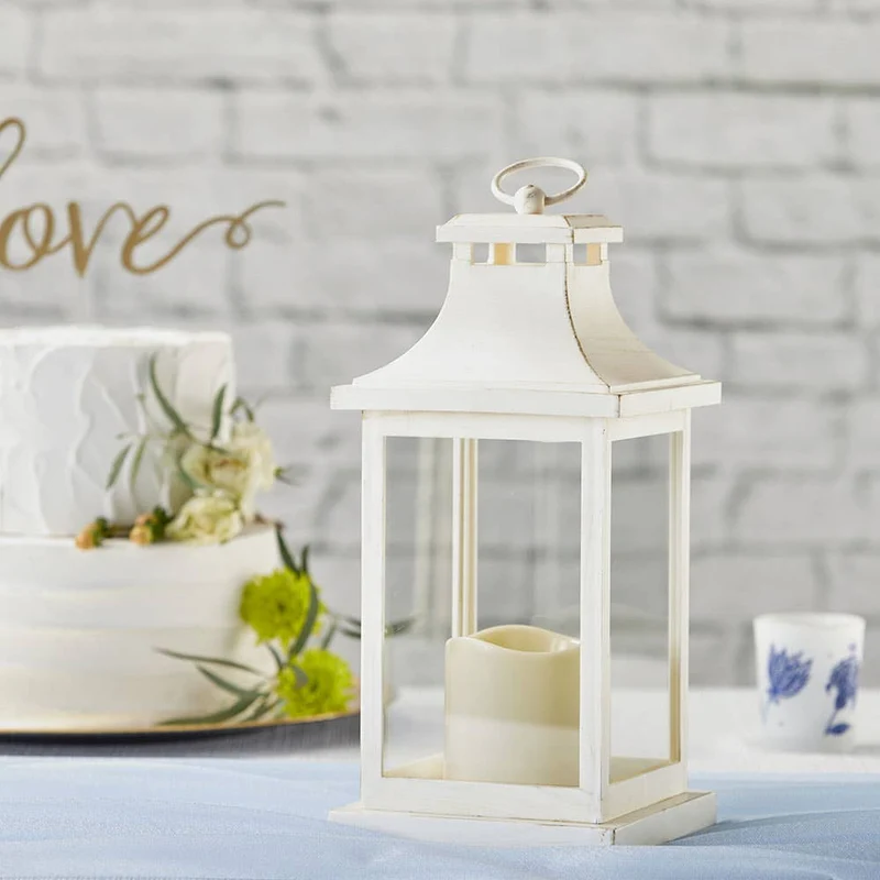 Vintage Decorative Ivory Lantern with Flameless Candle