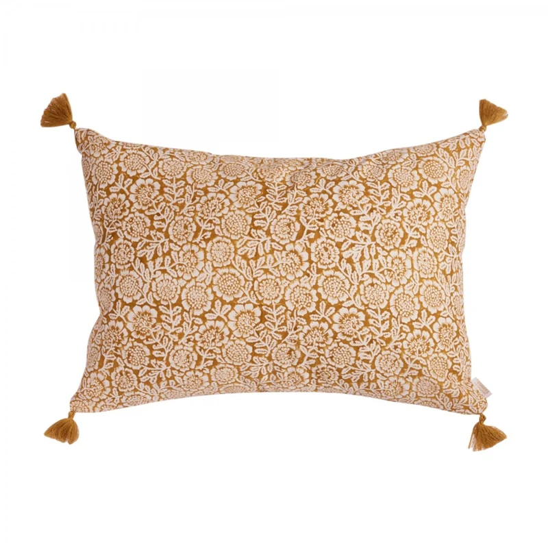 Coussin à fleurs bronze