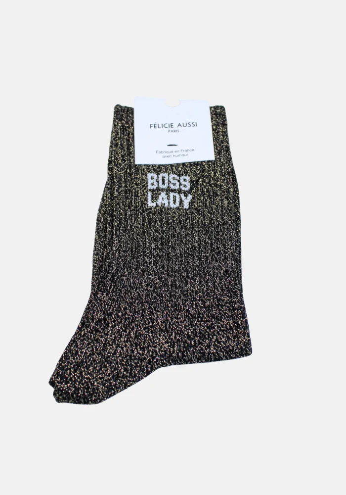 Chaussettes Boss Lady Pailletées Noir & Doré