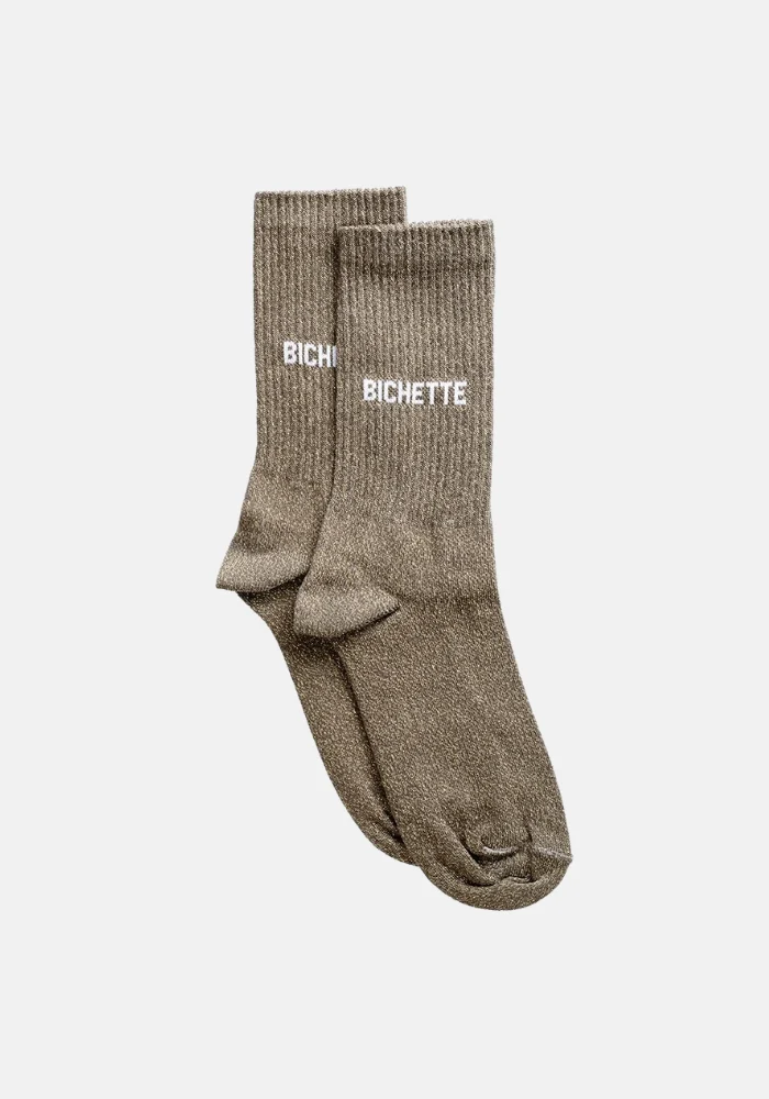 Chaussettes Bichette Pailletées Marron