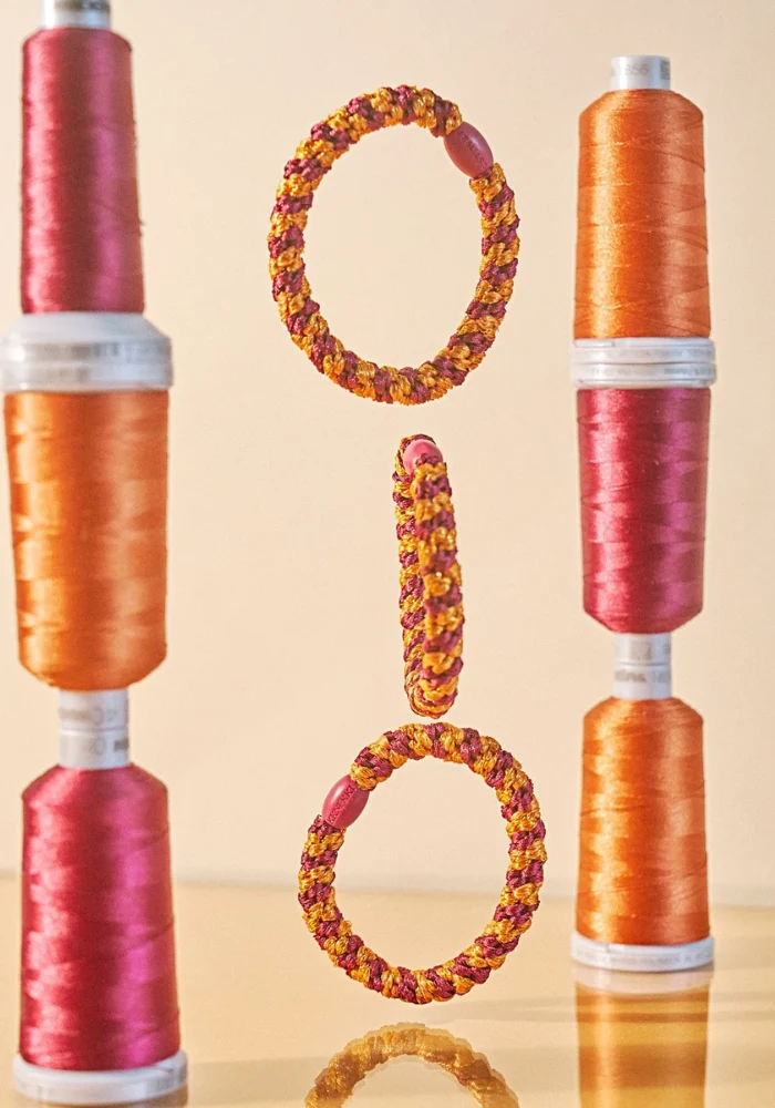 Élastique Kknekki Bordeaux Orange Glitter Stripe