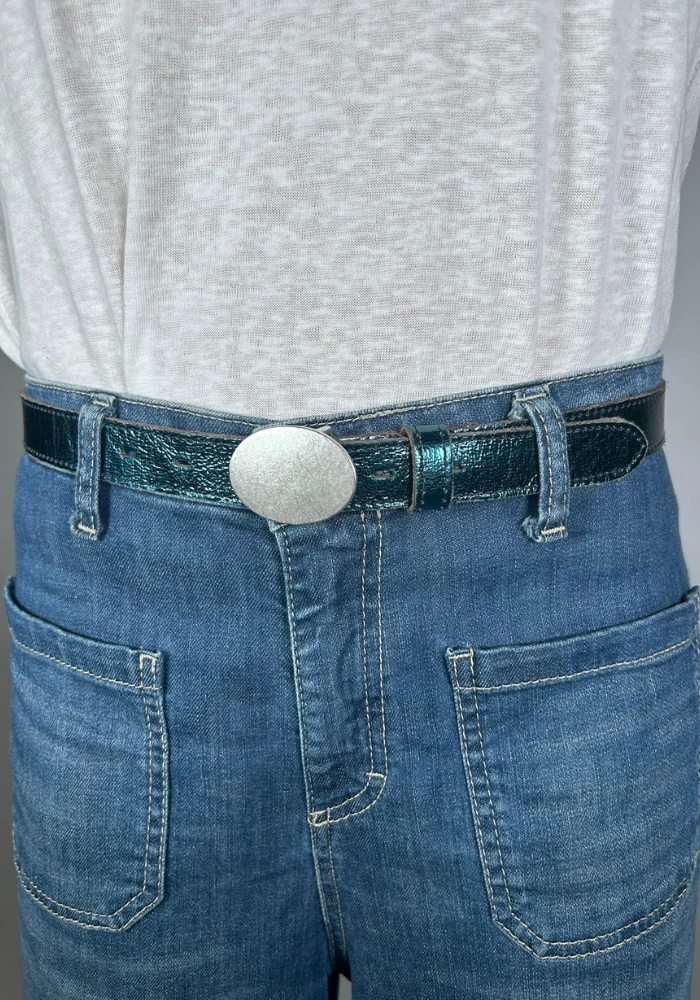 Boucle De Ceinture Ovale Lisse Argenté