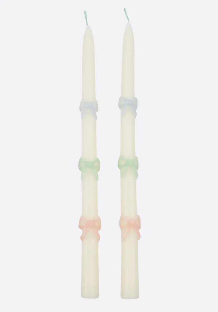 Lot De 2 Bougies Cierges Noeuds Papillons