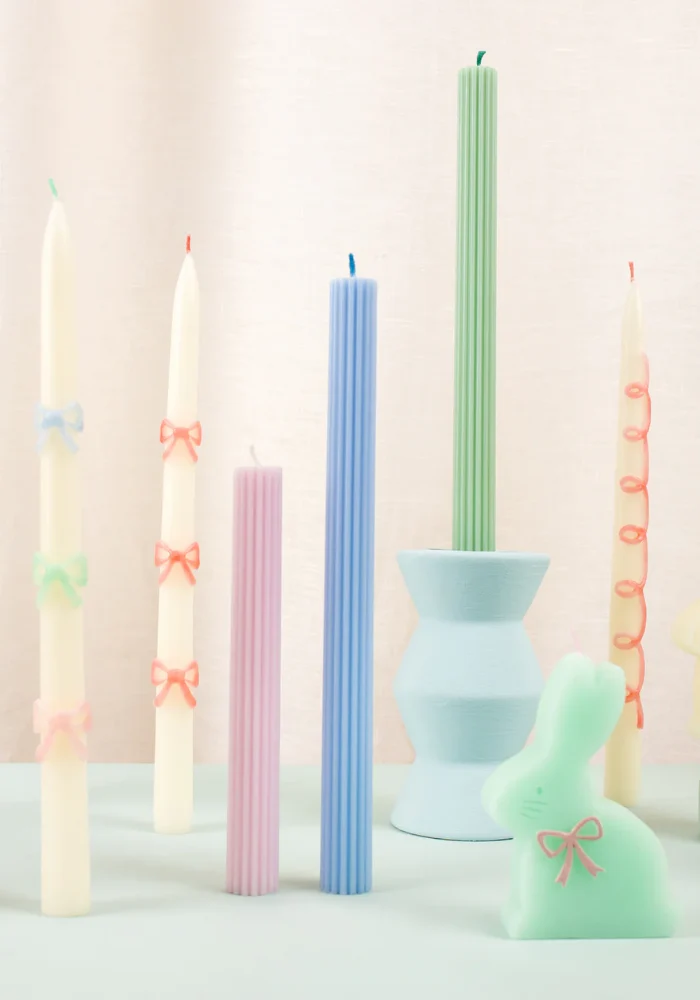 Lot De 2 Bougies Cierges Noeuds Papillons