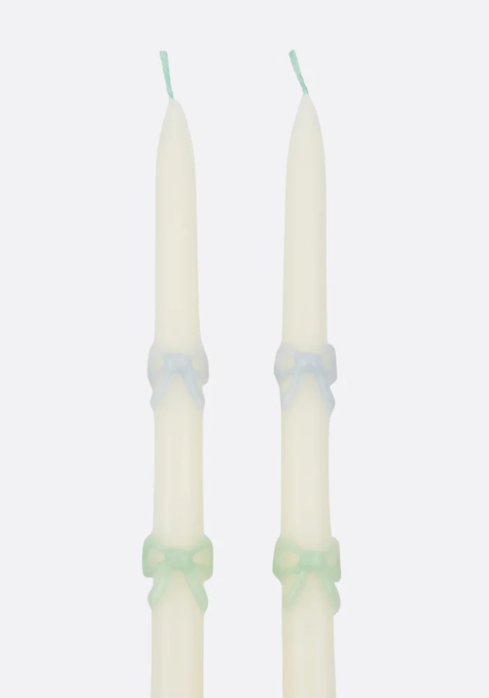 Lot De 2 Bougies Cierges Noeuds Papillons