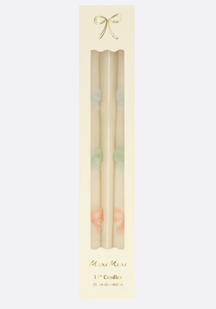 Lot De 2 Bougies Cierges Noeuds Papillons