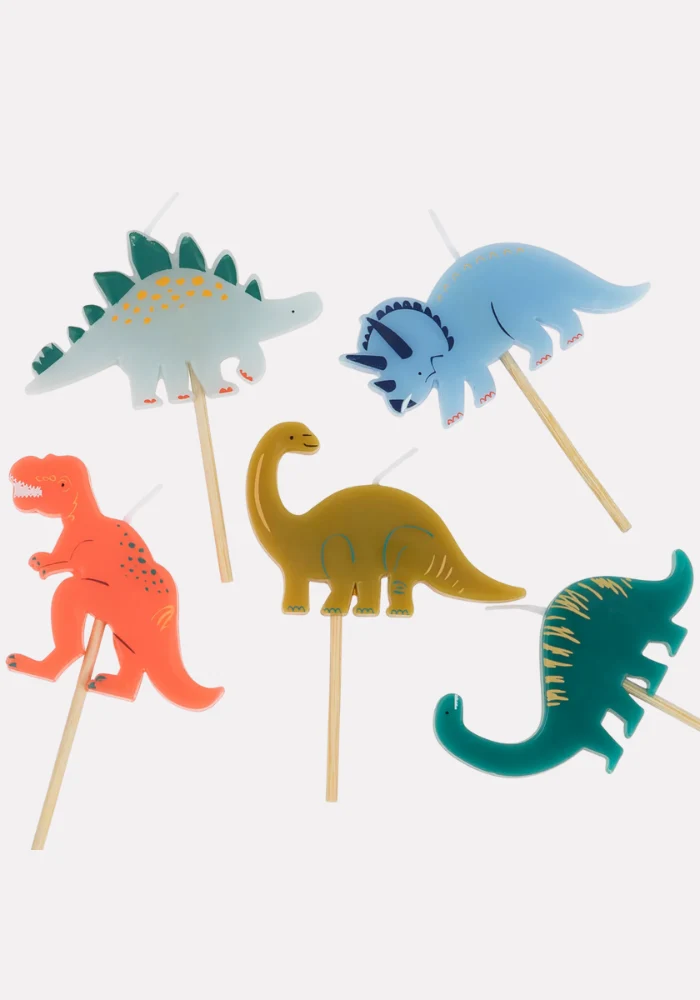 Lot De 5 Bougies Dinosaures
