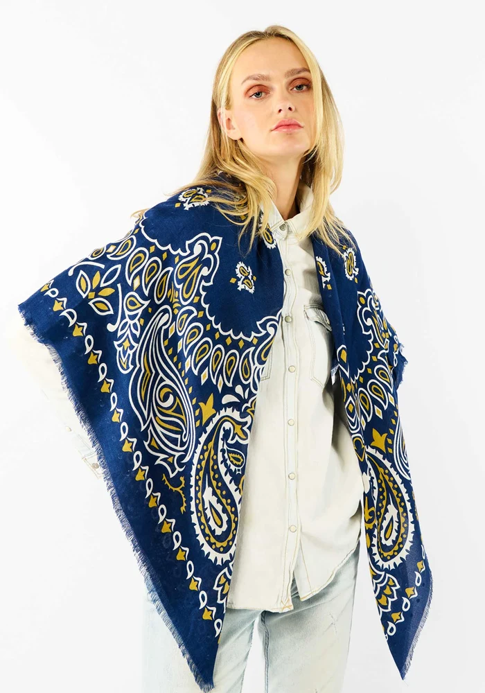 Foulard Paisley Bleu Big