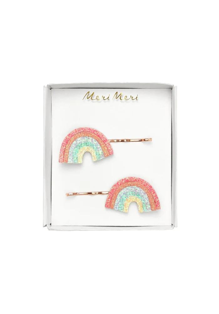 Set De 2 Barrettes Arc En Ciel Pailletés