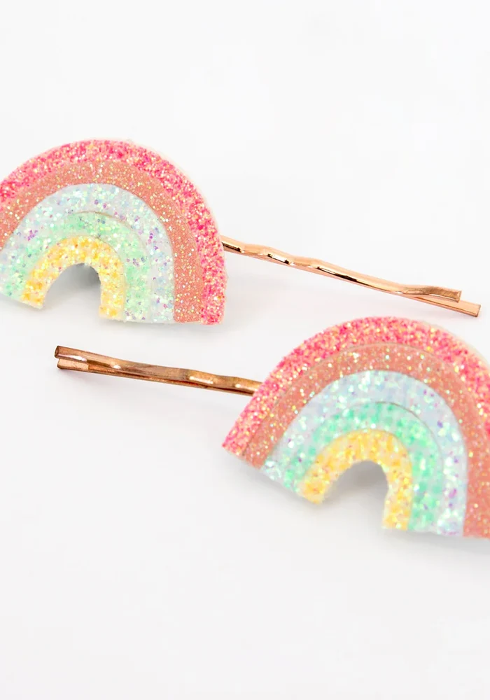 Set De 2 Barrettes Arc En Ciel Pailletés