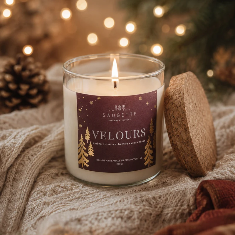 Velours - Bougie artisanale parfumée à la cire de soja naturelle