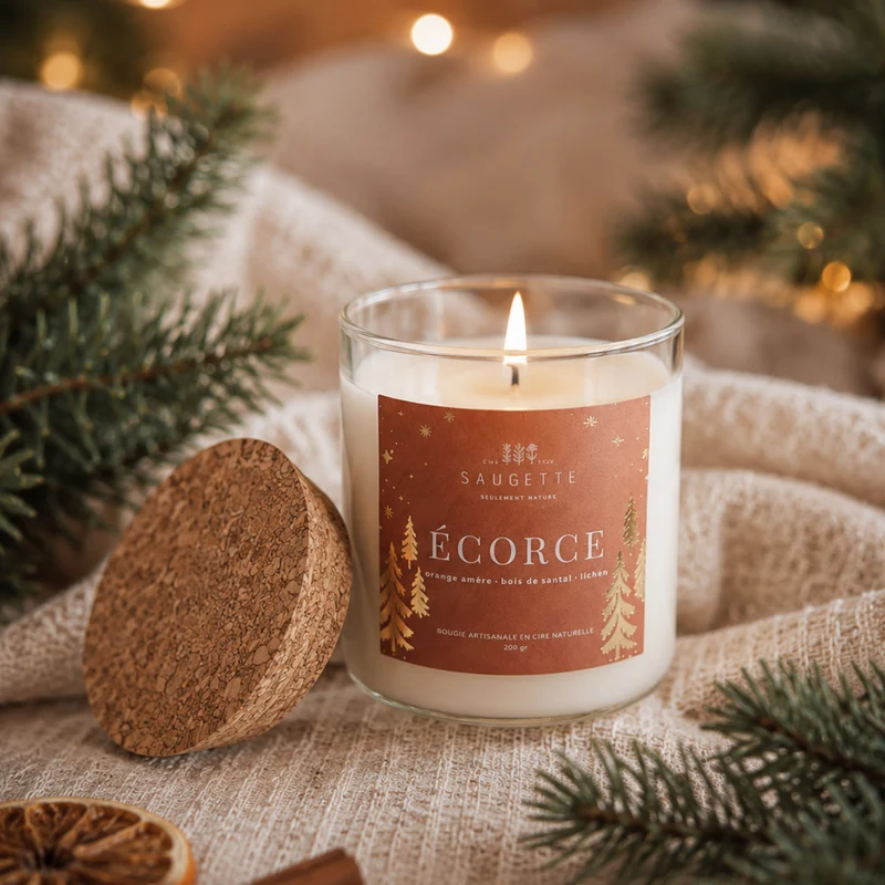 Écorce - Bougie artisanale parfumée à la cire de soja naturelle