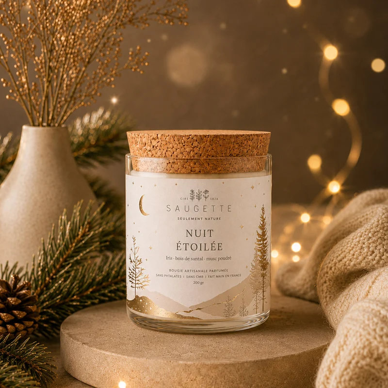 Nuit étoilée - Bougie artisanale parfumée à la cire de soja naturelle