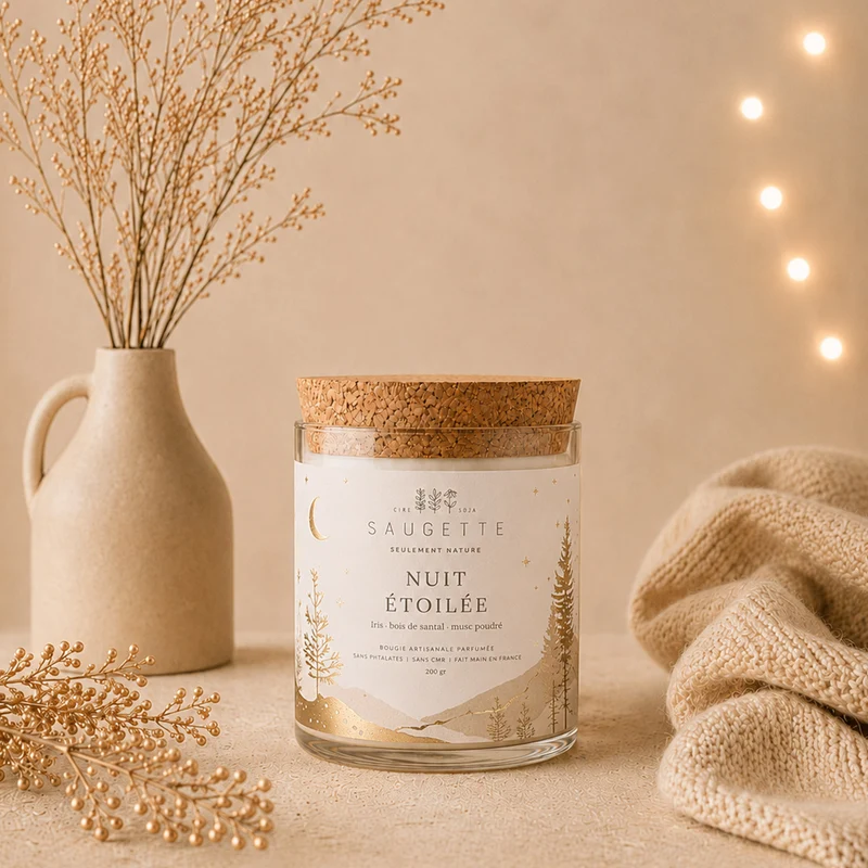 Nuit étoilée - Bougie artisanale parfumée à la cire de soja naturelle