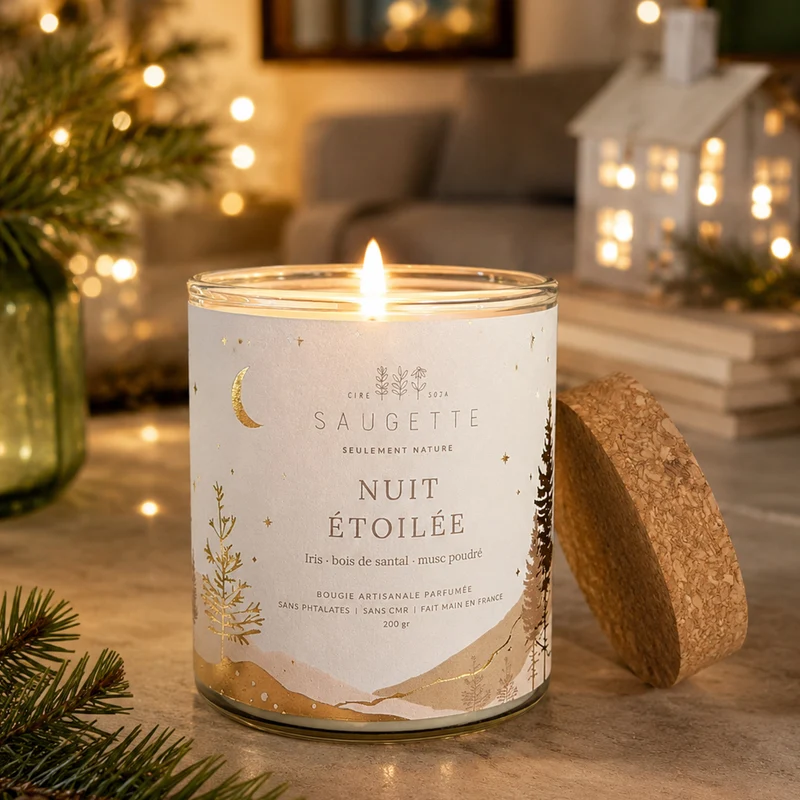 Nuit étoilée - Bougie artisanale parfumée à la cire de soja naturelle