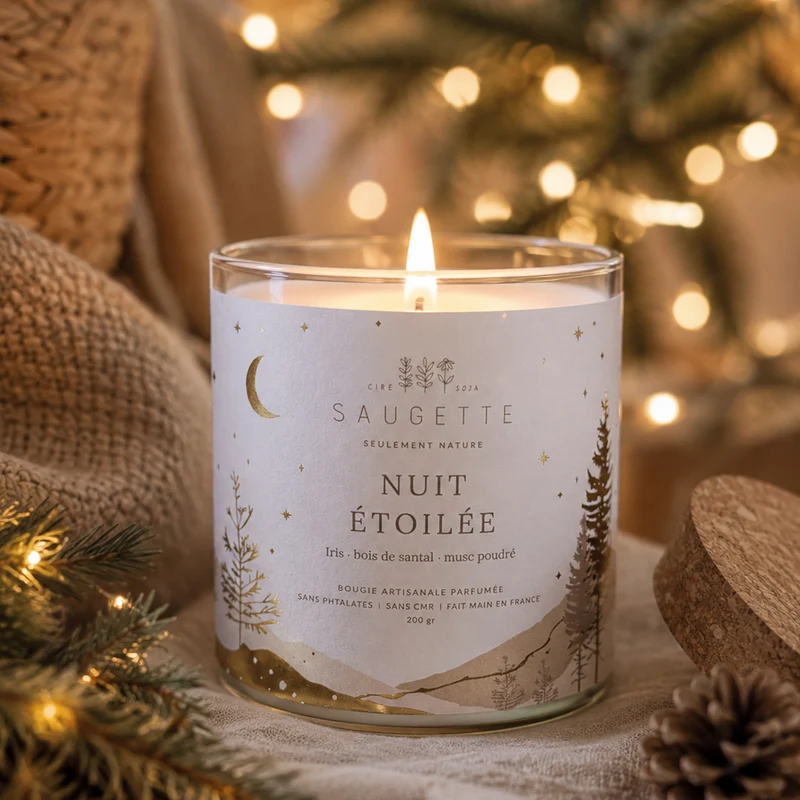 Nuit étoilée - Bougie artisanale parfumée à la cire de soja naturelle