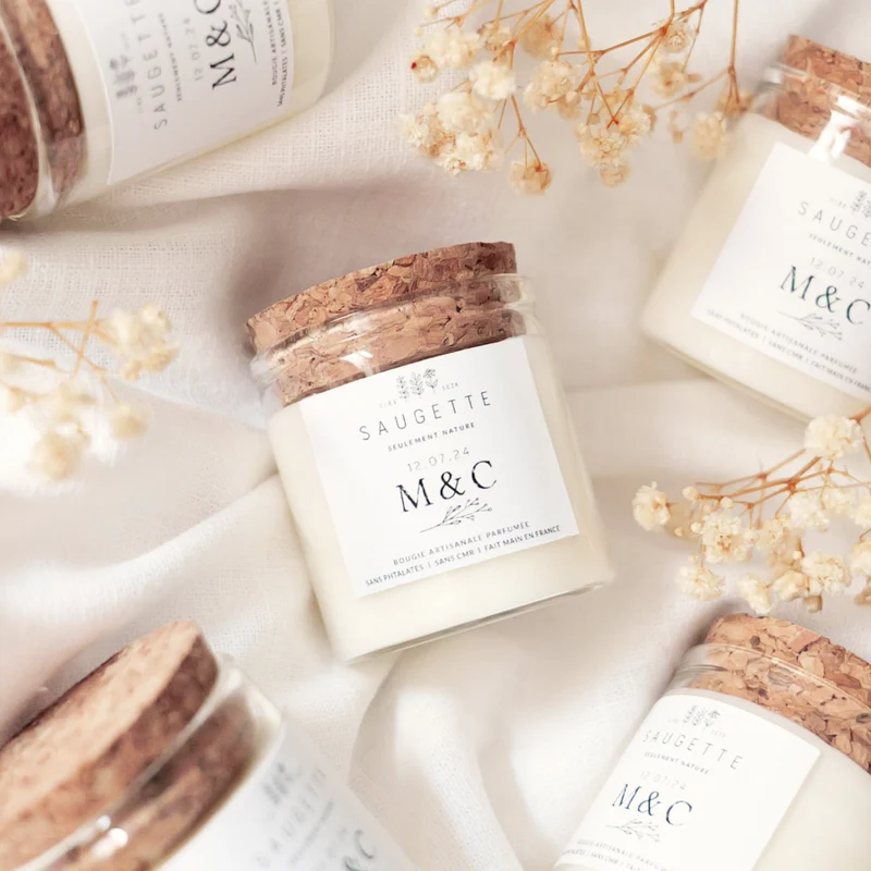 Bougies personnalisées mariage - Cadeau invité
