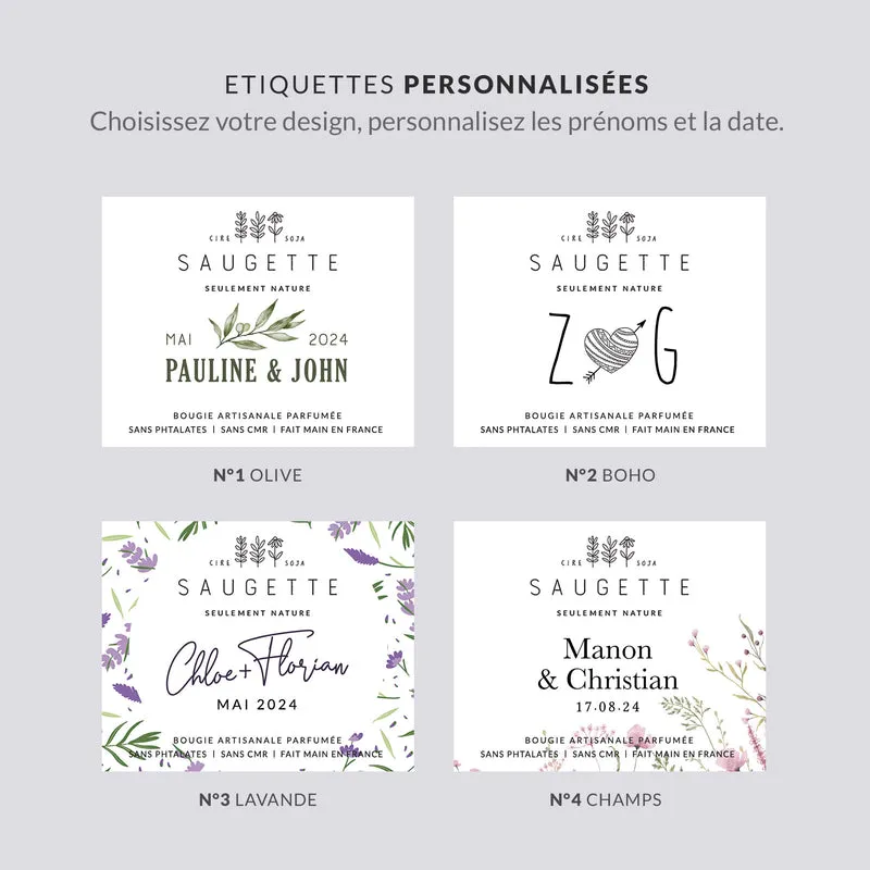 Bougies personnalisées mariage - Cadeau invité
