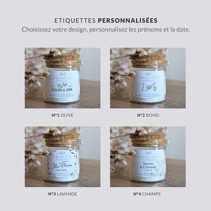 Bougies personnalisées mariage - Cadeau invité
