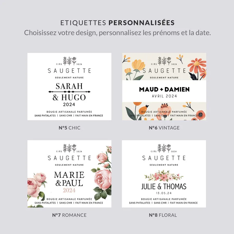 Bougies personnalisées mariage - Cadeau invité