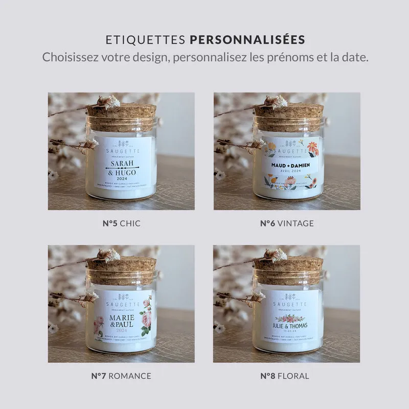 Bougies personnalisées mariage - Cadeau invité