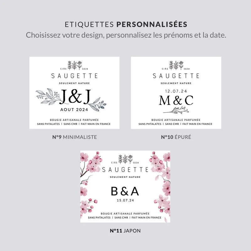 Bougies personnalisées mariage - Cadeau invité