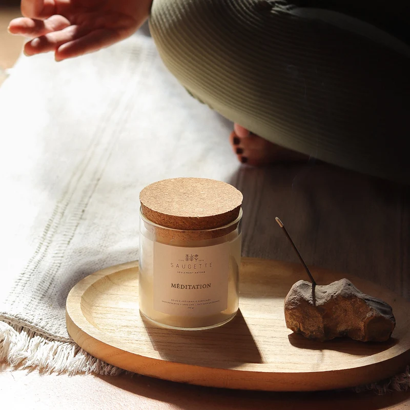 Méditation - Bougie artisanale parfumée à la cire de soja naturelle