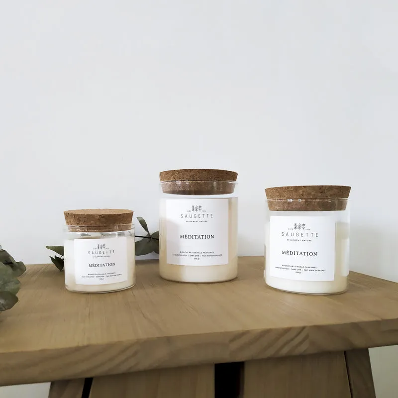 Méditation - Bougie artisanale parfumée à la cire de soja naturelle
