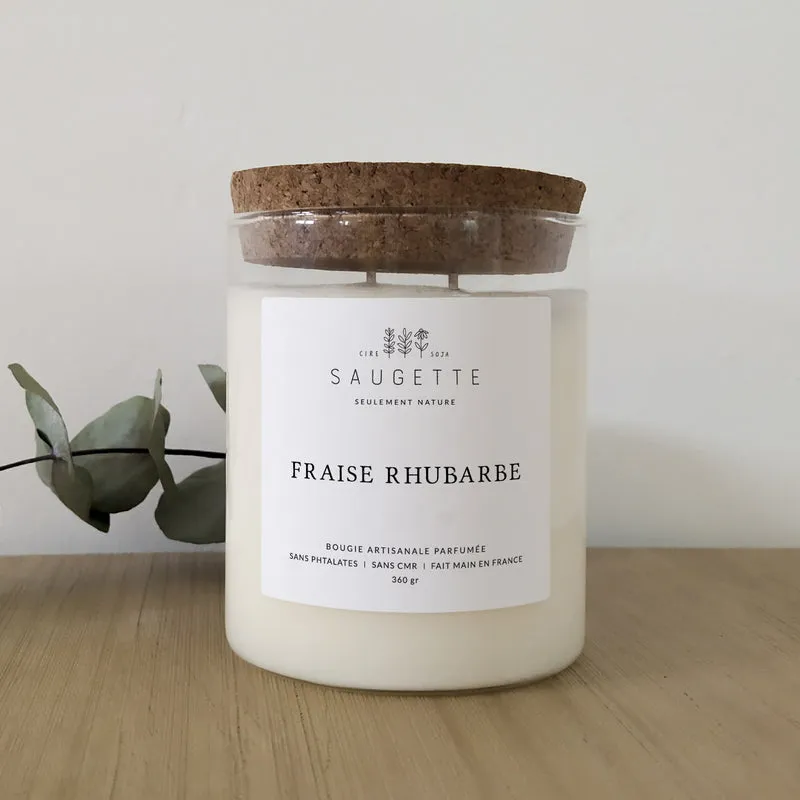 Fraise rhubarbe - Bougie artisanale parfumée à la cire de soja naturelle