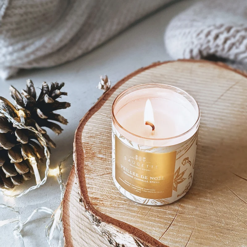Veillée de Noël - Bougie artisanale parfumée à la cire de soja naturelle