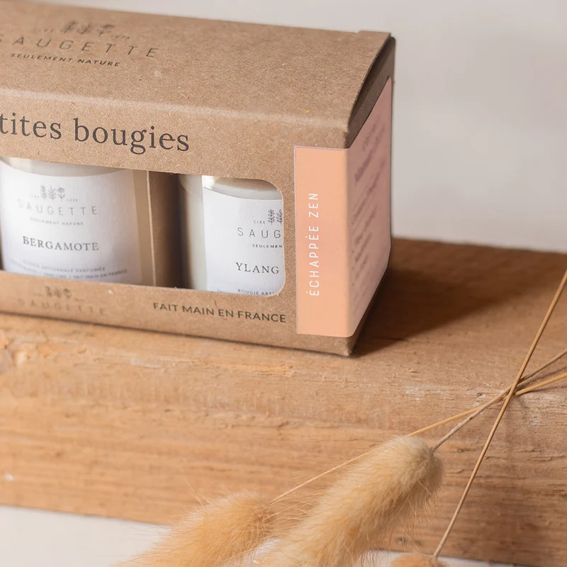 Coffret Echappée zen - 3 Bougies artisanales parfumées à la cire de soja naturelle - Fleur d’oranger, Bergamote et Ylang-ylang.
