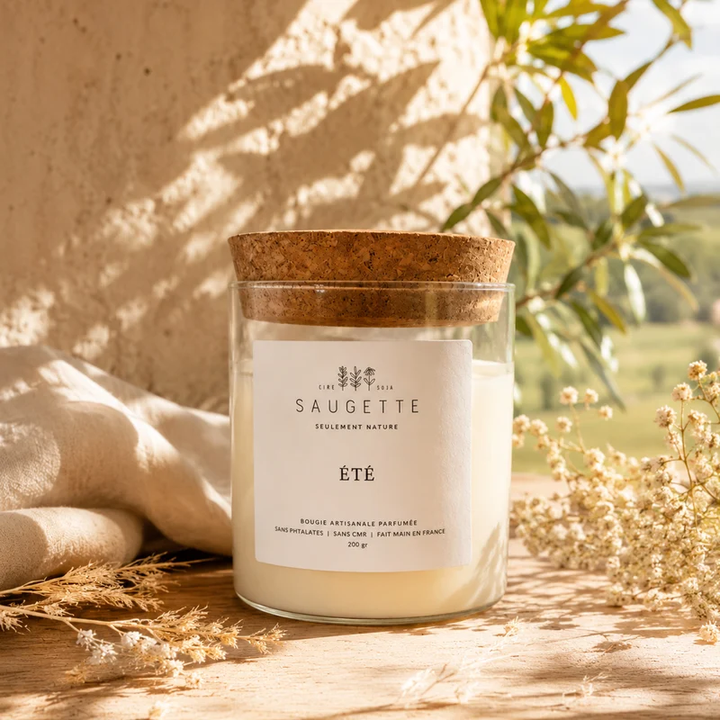 Été - Bougie artisanale parfumée à la cire de soja naturelle