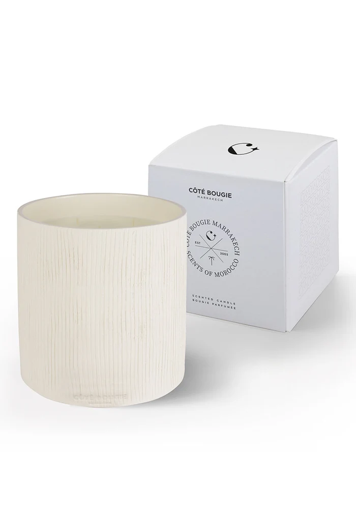 Bougie Céramique Striée Blanche XL