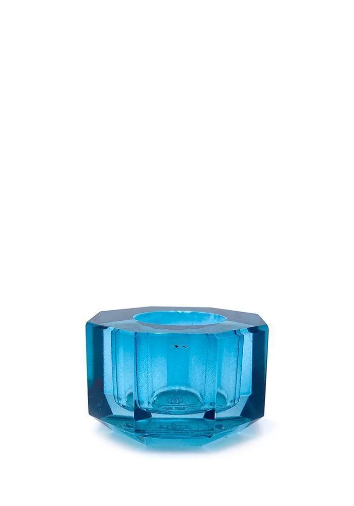 Bougeoir Crystal Facetté Pétrole