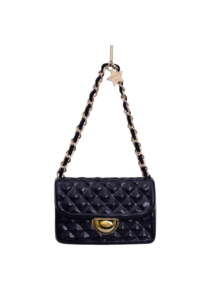 Decoration A Suspendre Sac Matelasse Noir H7cm