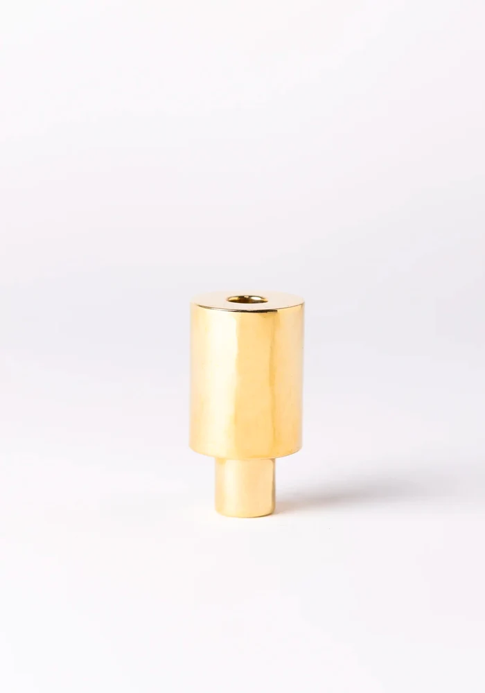 Bougeoir Tube Laiton Doré