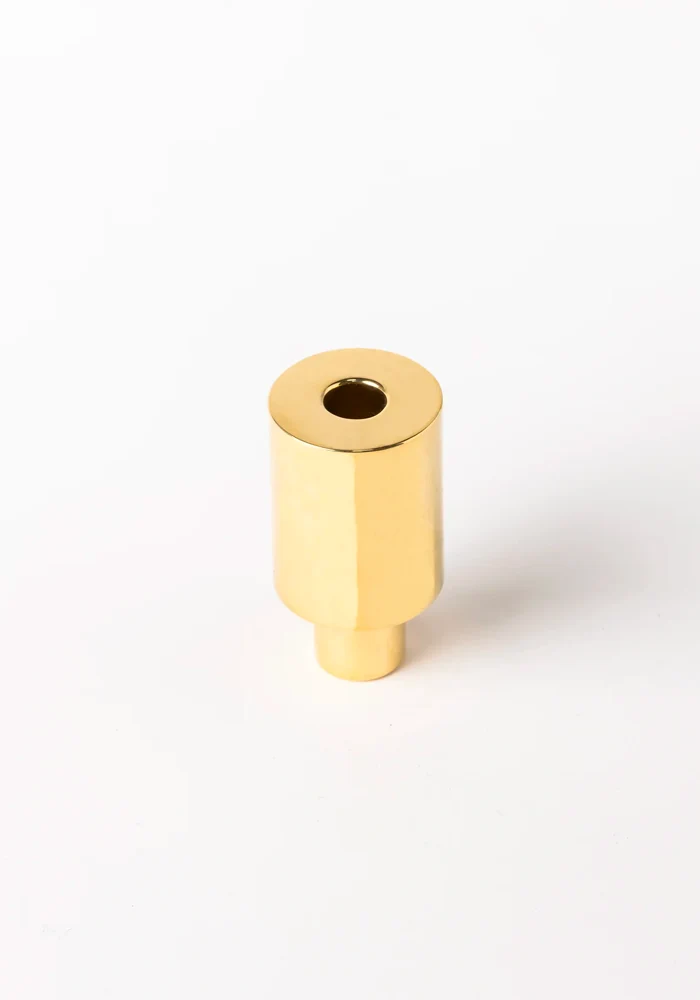 Bougeoir Tube Laiton Doré