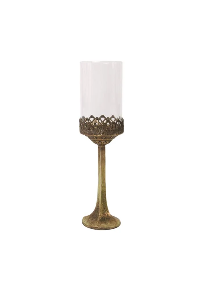 Photophore Grand Métal Doré Verre