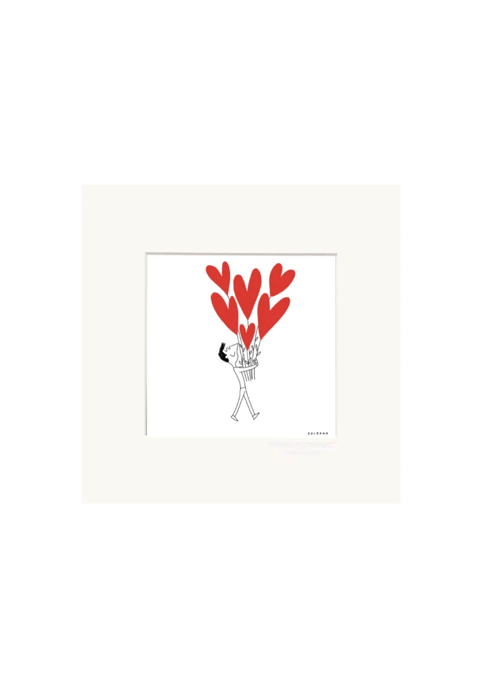 Affiche Garçon Bouquet Coeur Soledad 22x22