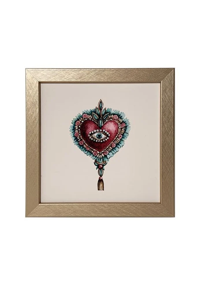Cadre Ex Voto Carré Coeur Rouge