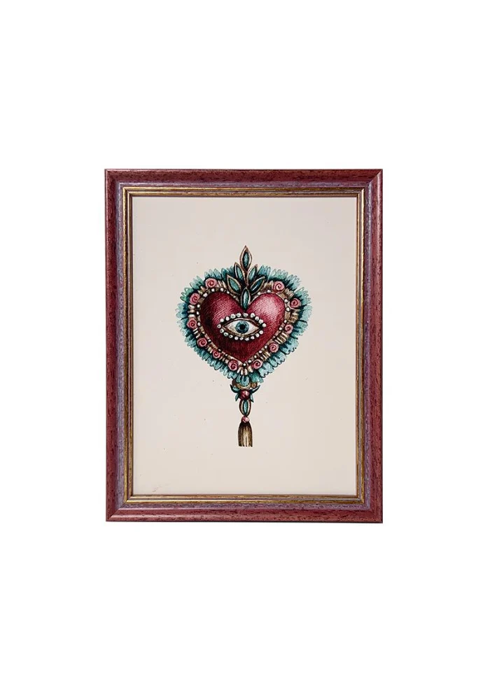 Cadre Ex Voto Rectangle Coeur Rouge